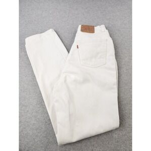 Vintage Levis 505 Jeans Regular Fit Womens 30x33 White Denim Pants Tall Slim